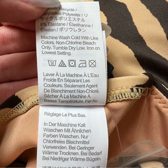 J.CREW Bandeau Bikini Top in Zebra Stripe Adjustable Straps Tan Brown 3X NEW - Picture 8 of 11